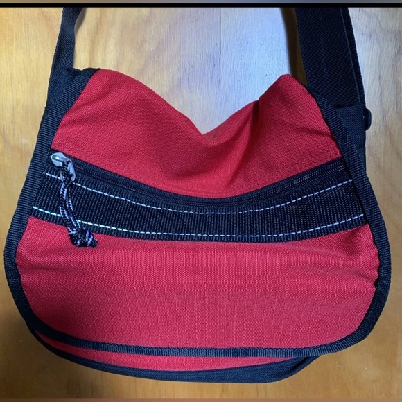 protocol Handbags - Protocol Travel Messenger Bag Canvas Red and Black Crossbody Purse Medium Size